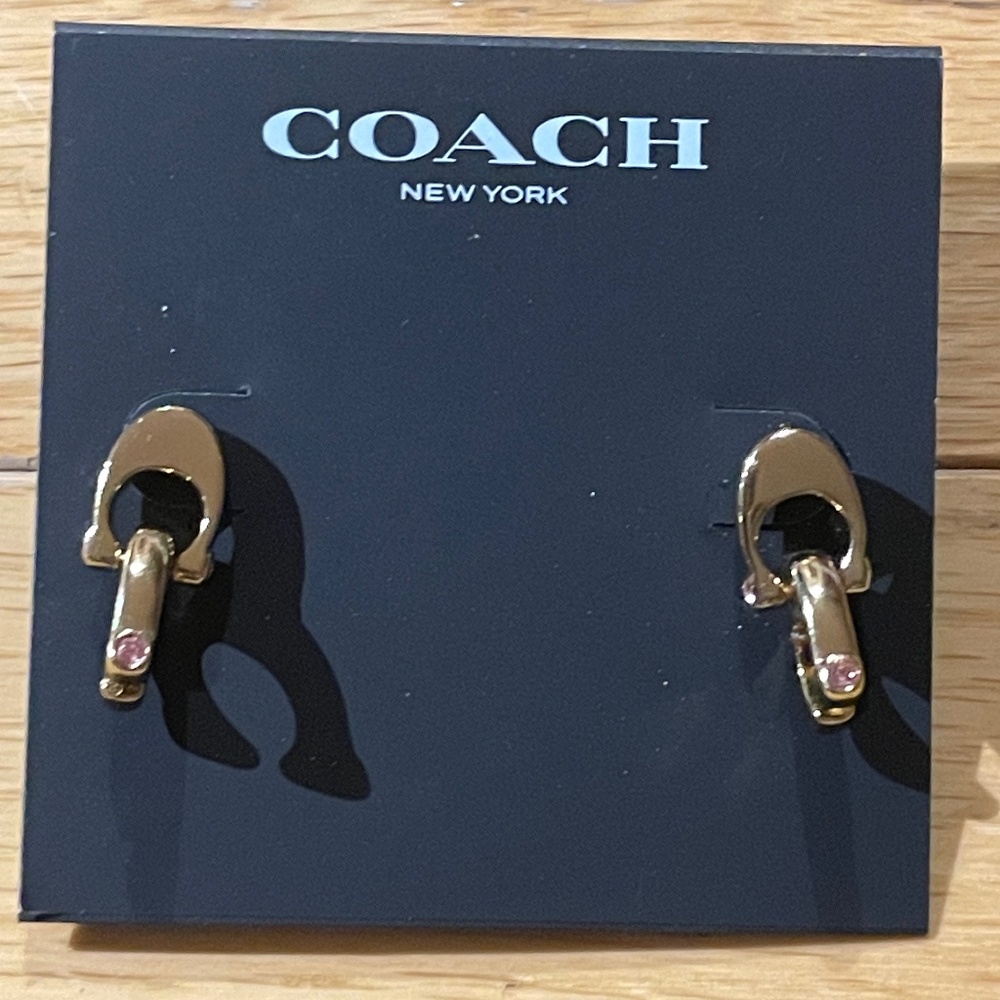 Brand New COACH Signature Rhinestone Earrings